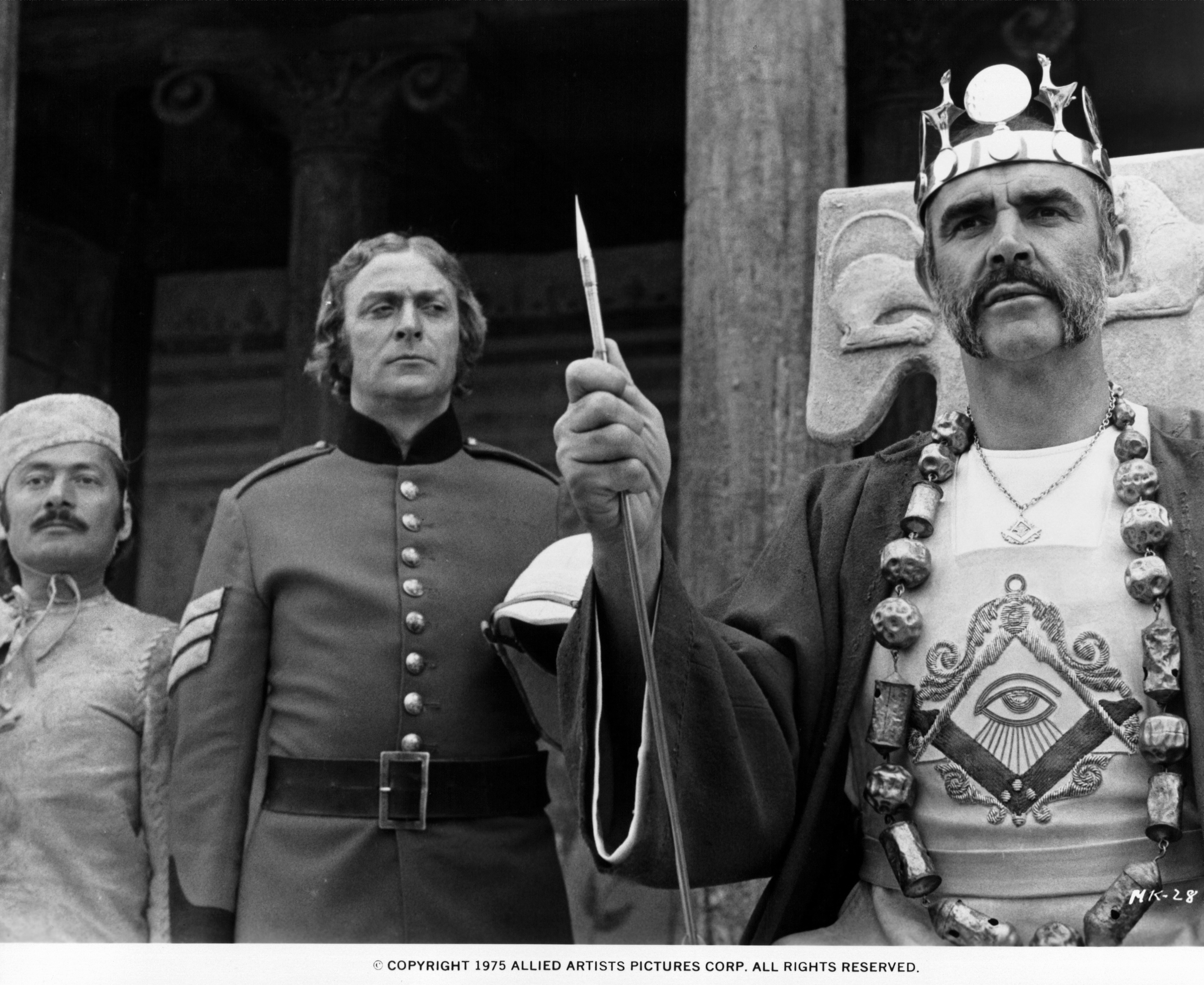 Still of Sean Connery, Michael Caine and Saeed Jaffrey in The Man Who Would Be King (1975)