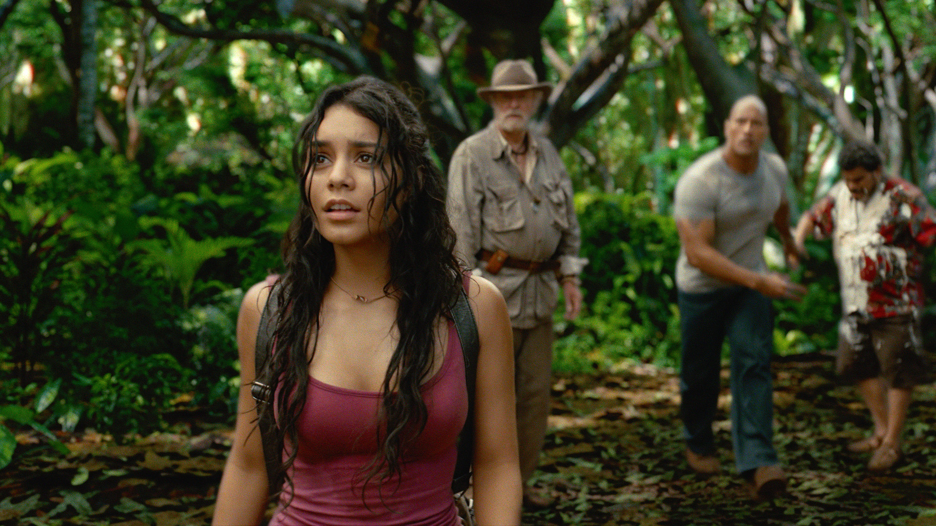 Still of Michael Caine, Dwayne Johnson and Vanessa Hudgens in Kelione i paslaptingaja sala (2012)