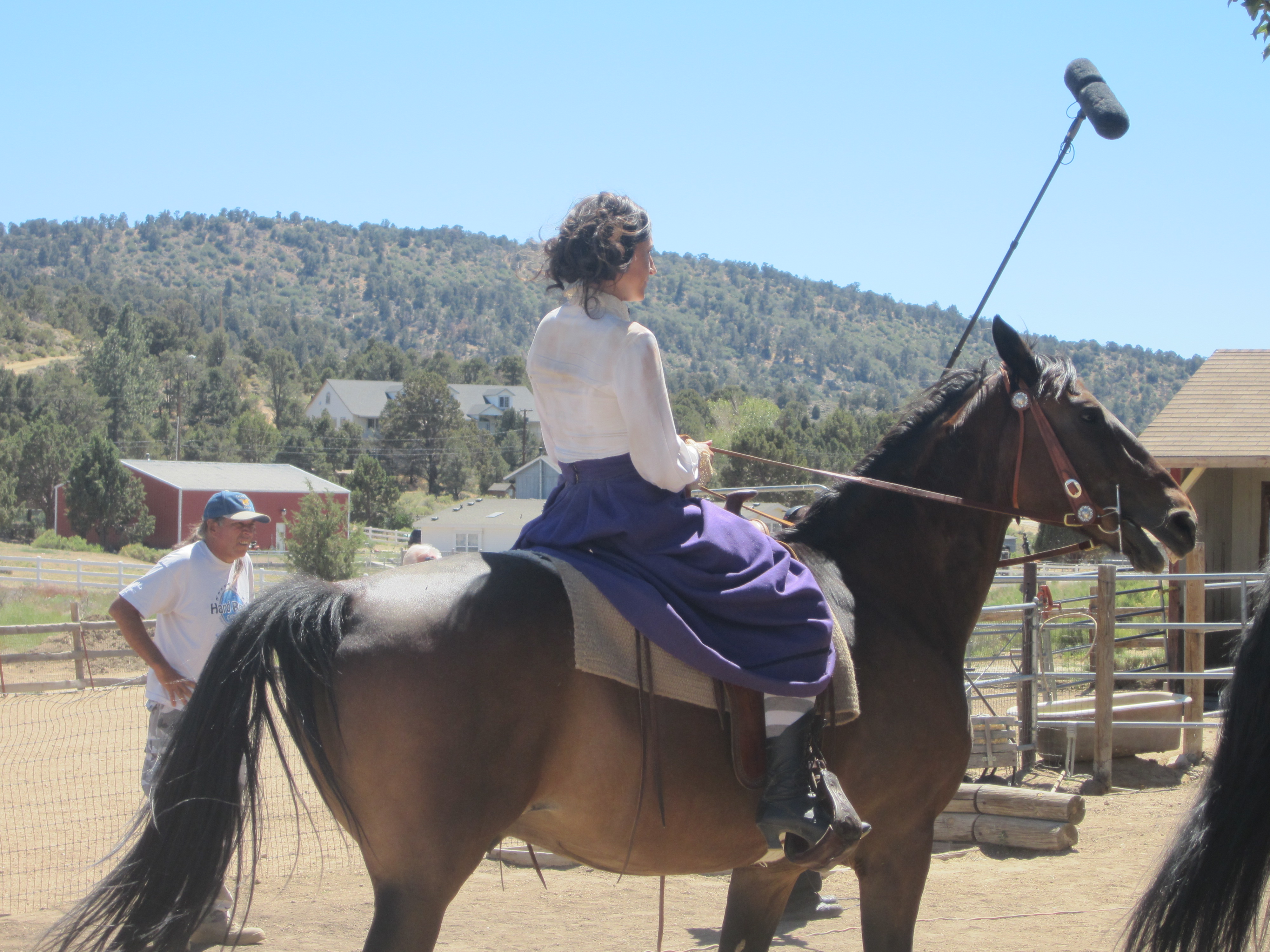 Sarah Archer rides on location in Big Bear in Tales of the Frontier, 