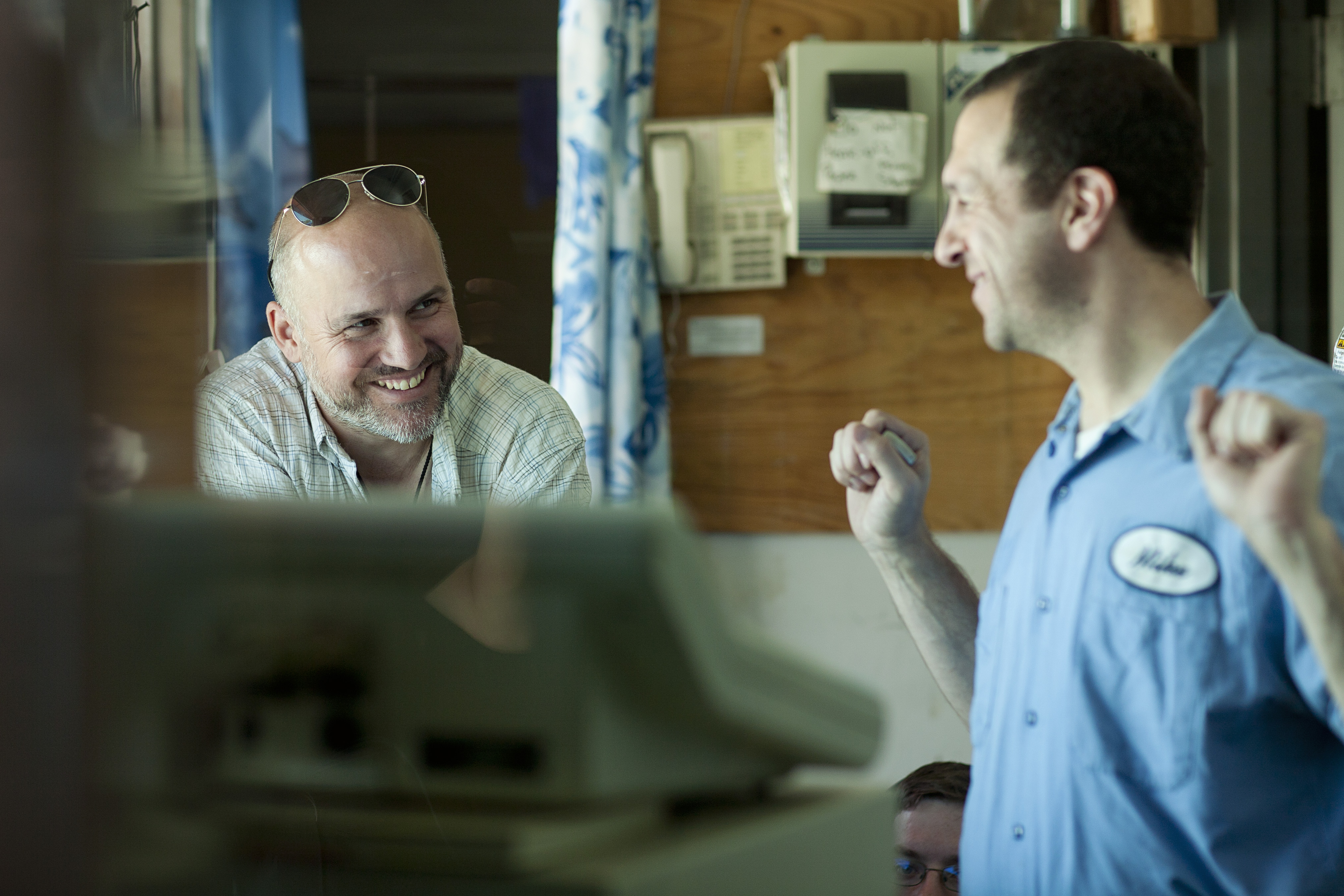 James Breen and Barry Alan Levine in between takes on the set of Happy Birthday Michael Peck