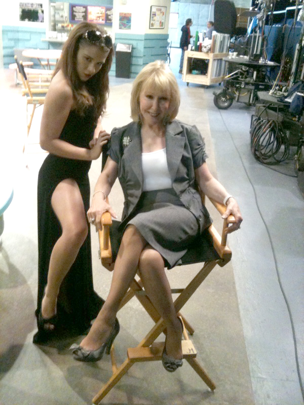 Spoof on Angelina Jolie 'Leg Tour', (Trish Cook as Angelina's Manager), on set @ Paramount Studios, May, 2012.