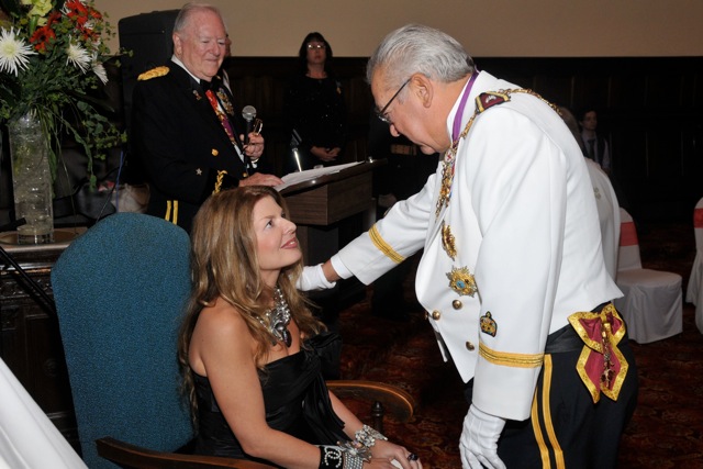 Adrienne Papp is being Knighted into a Lady / Dame by the Duke of Belgium, His Grace Michael Schmickrath on October 23, 2010 in Los Angeles.