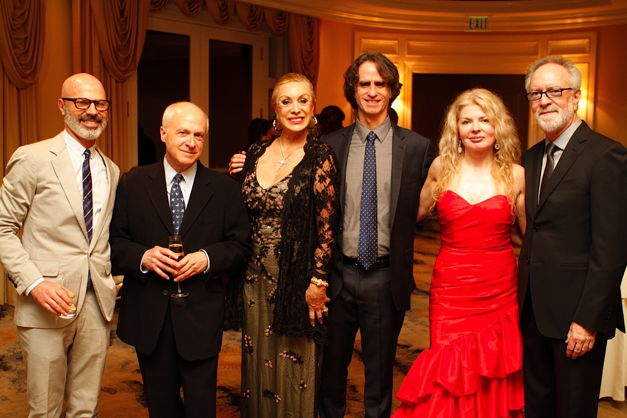From left to right:.Sandra Costa; Jay Roach,Writer, Director, Producer; Adrienne Papp, Publicist, Producer; Gary Goetzman, Producer, Writer at the 2012 Caucus Closed Dinner event.