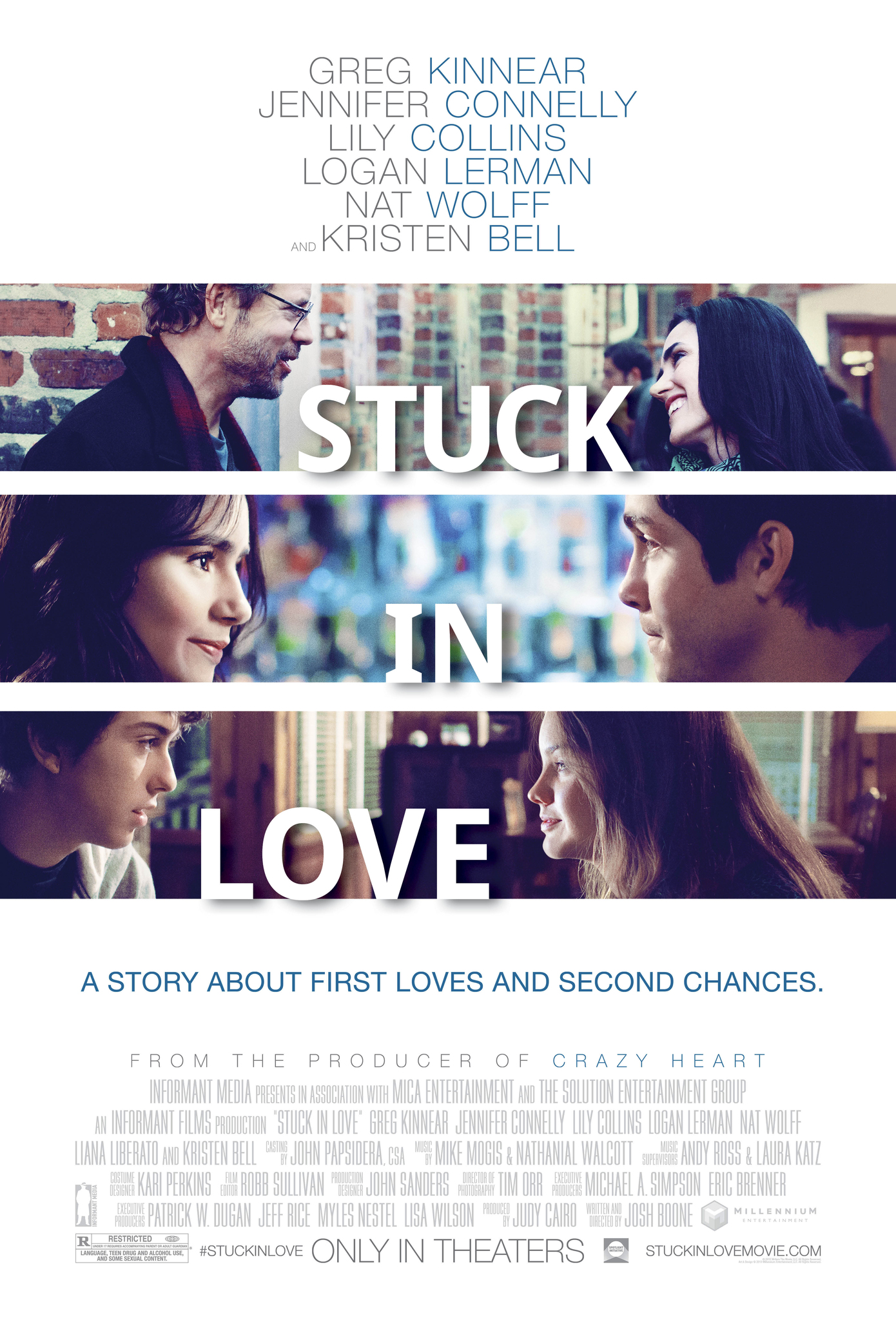 Jennifer Connelly, Greg Kinnear, Logan Lerman, Nat Wolff, Liana Liberato and Lily Collins in Stuck in Love (2012)