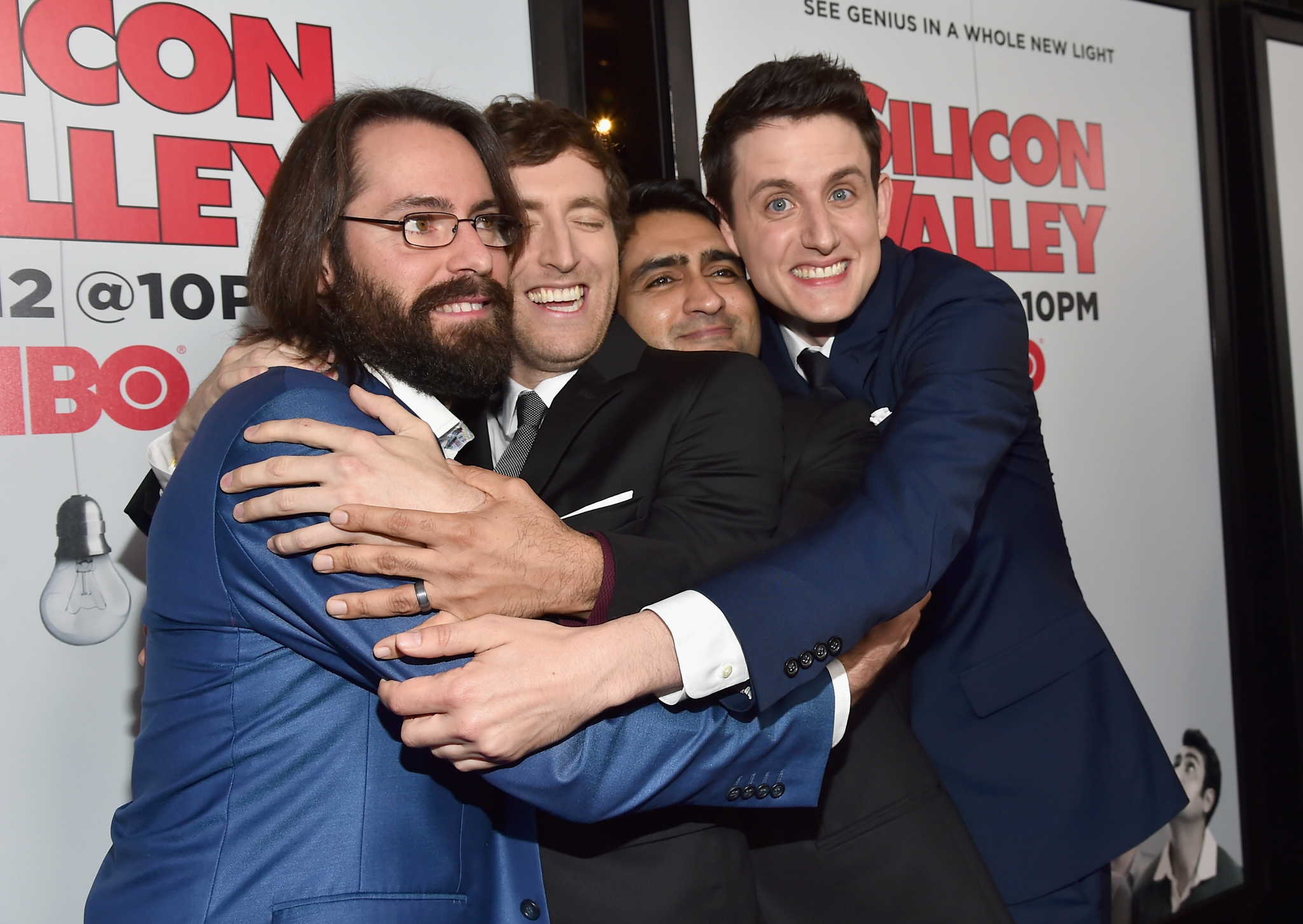Martin Starr, Zach Woods, Thomas Middleditch and Kumail Nanjiani at event of Silicon Valley (2014)