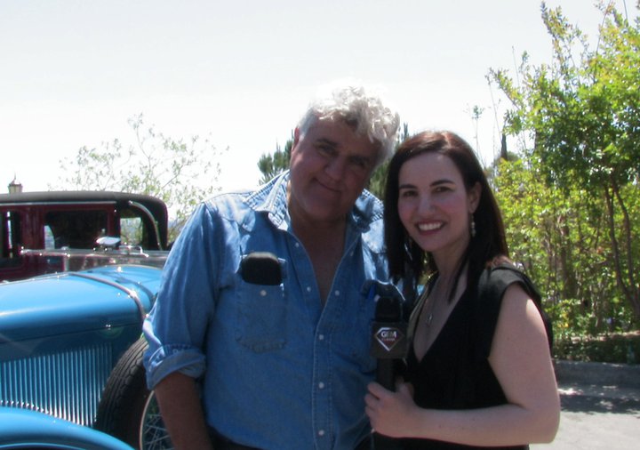 Interviewing Jay Leno at the Concours D'Elegance car show at Greystone Mansion for GEM TV.