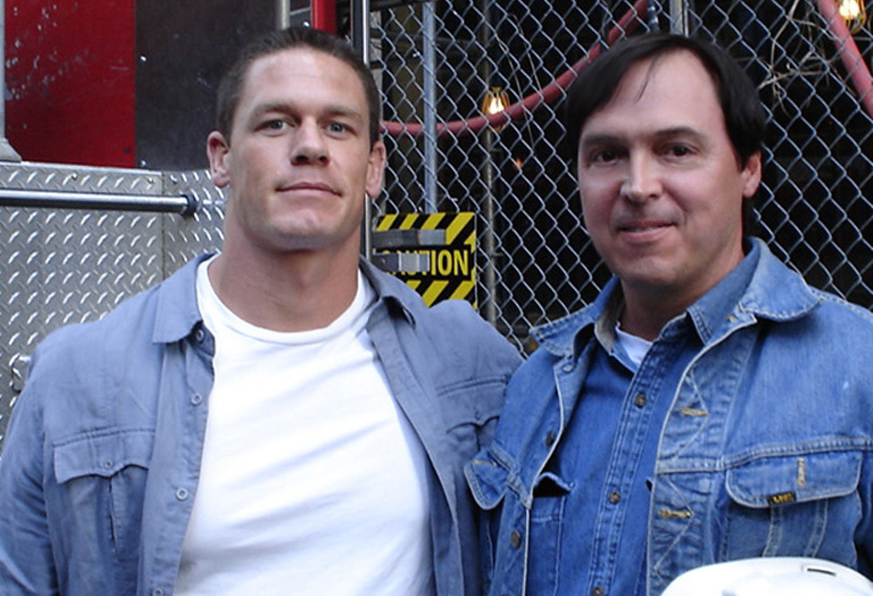 John Cena and Mike Wozniak on the set of 