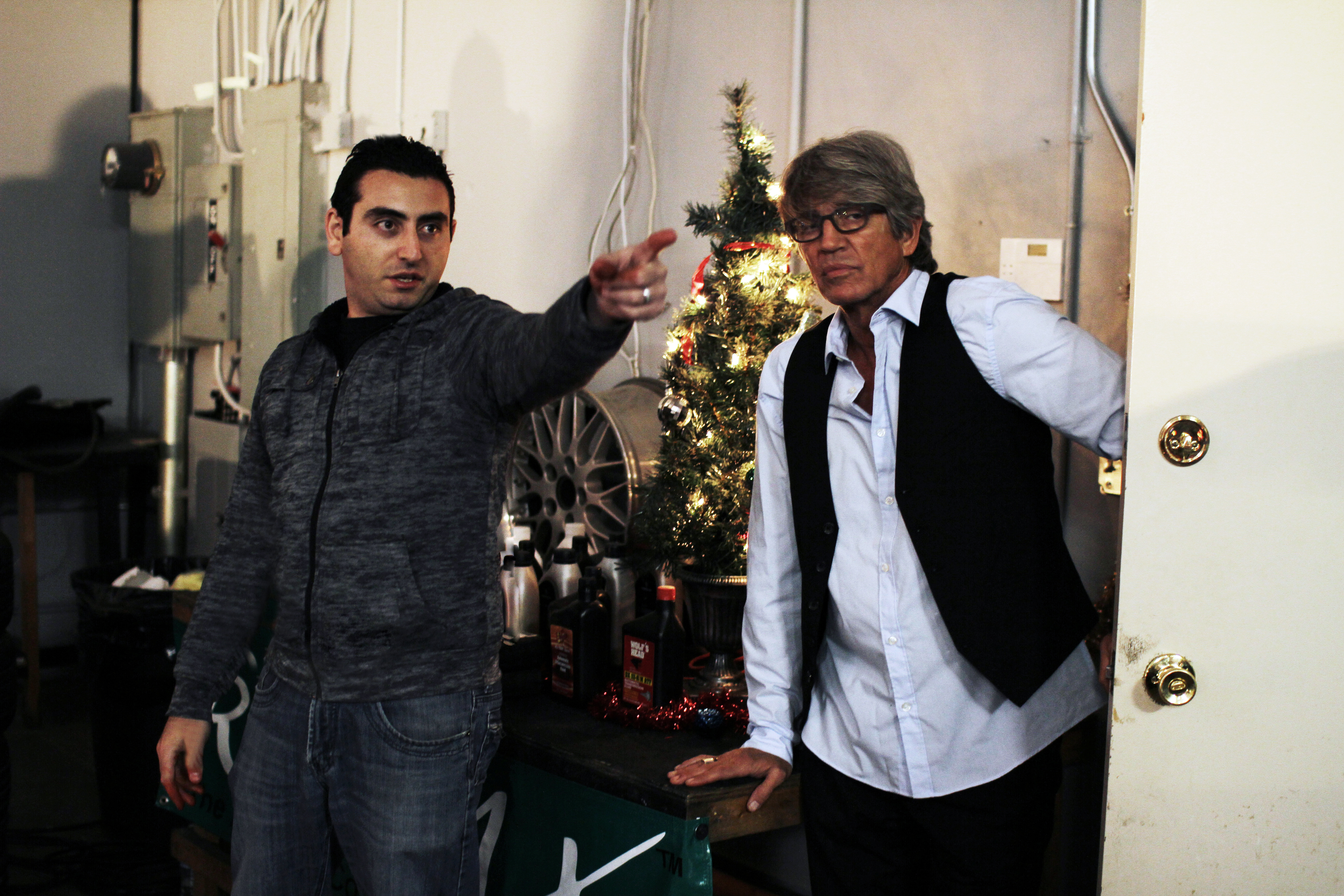 Director Prince Bagdasarian with actor Eric Roberts on the set of Abstraction (2013)