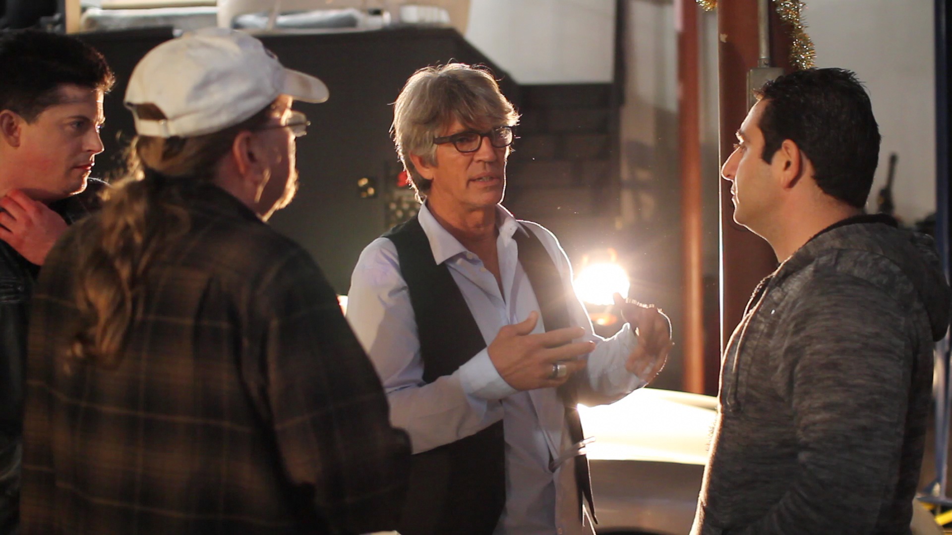 Director Prince Bagdasarian with actors Eric Roberts and Manu Intiraymi on the set of Abstraction (2013)