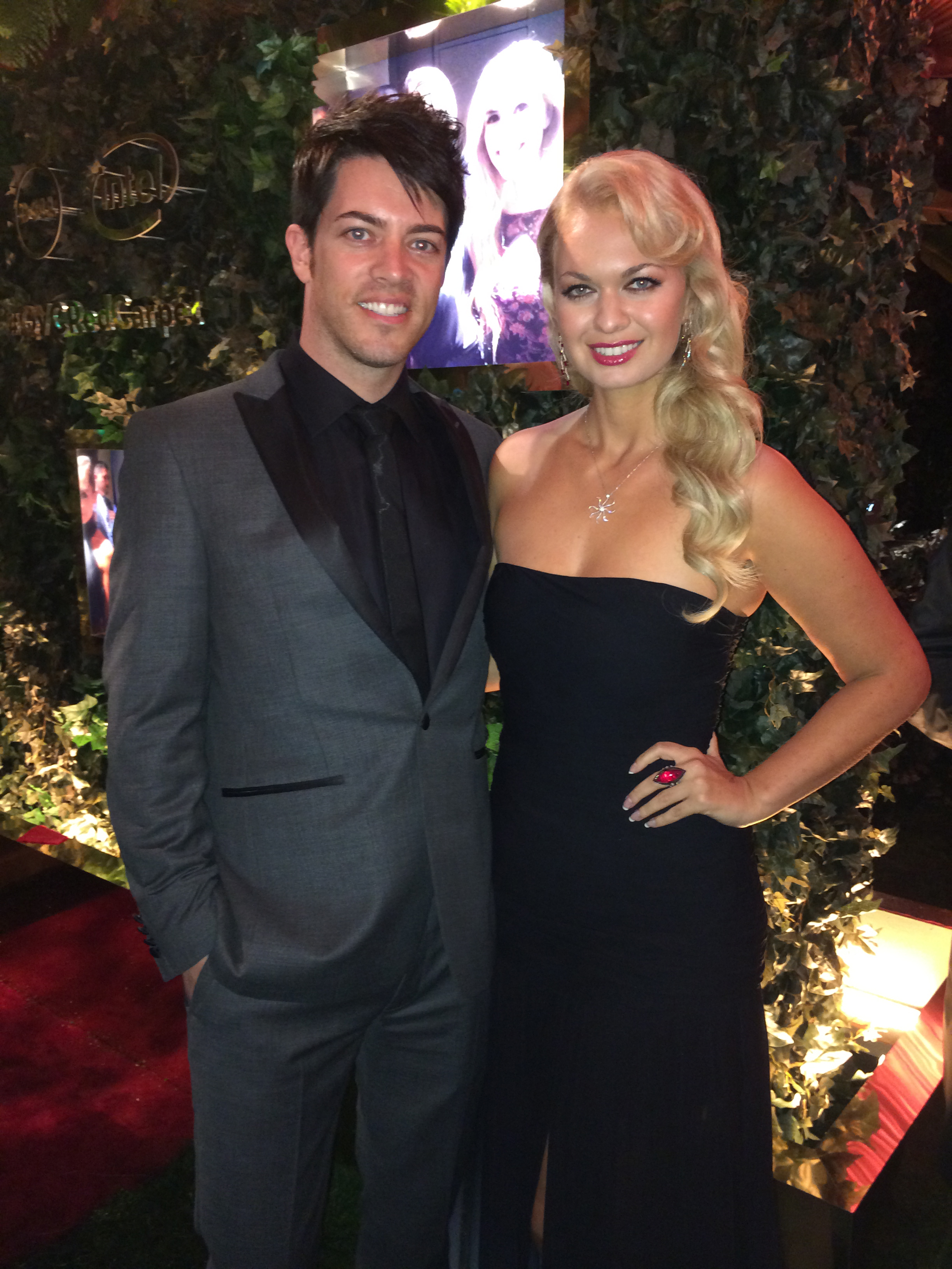 JD Scott and Angeline-Rose Troy at the QVC Red Carpet Style event pre-2014 Oscars.