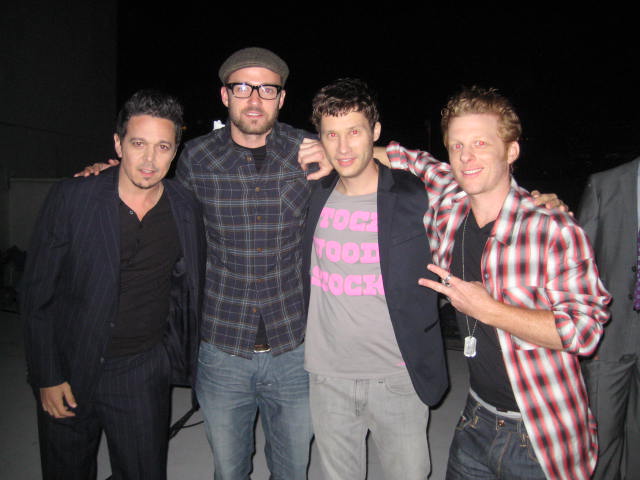 On the set of the 901 Tequila Commercial 'Improved by Use' - Gary Wolf, Justin Timberlake, Dalton Leeb, and Doug Kraft