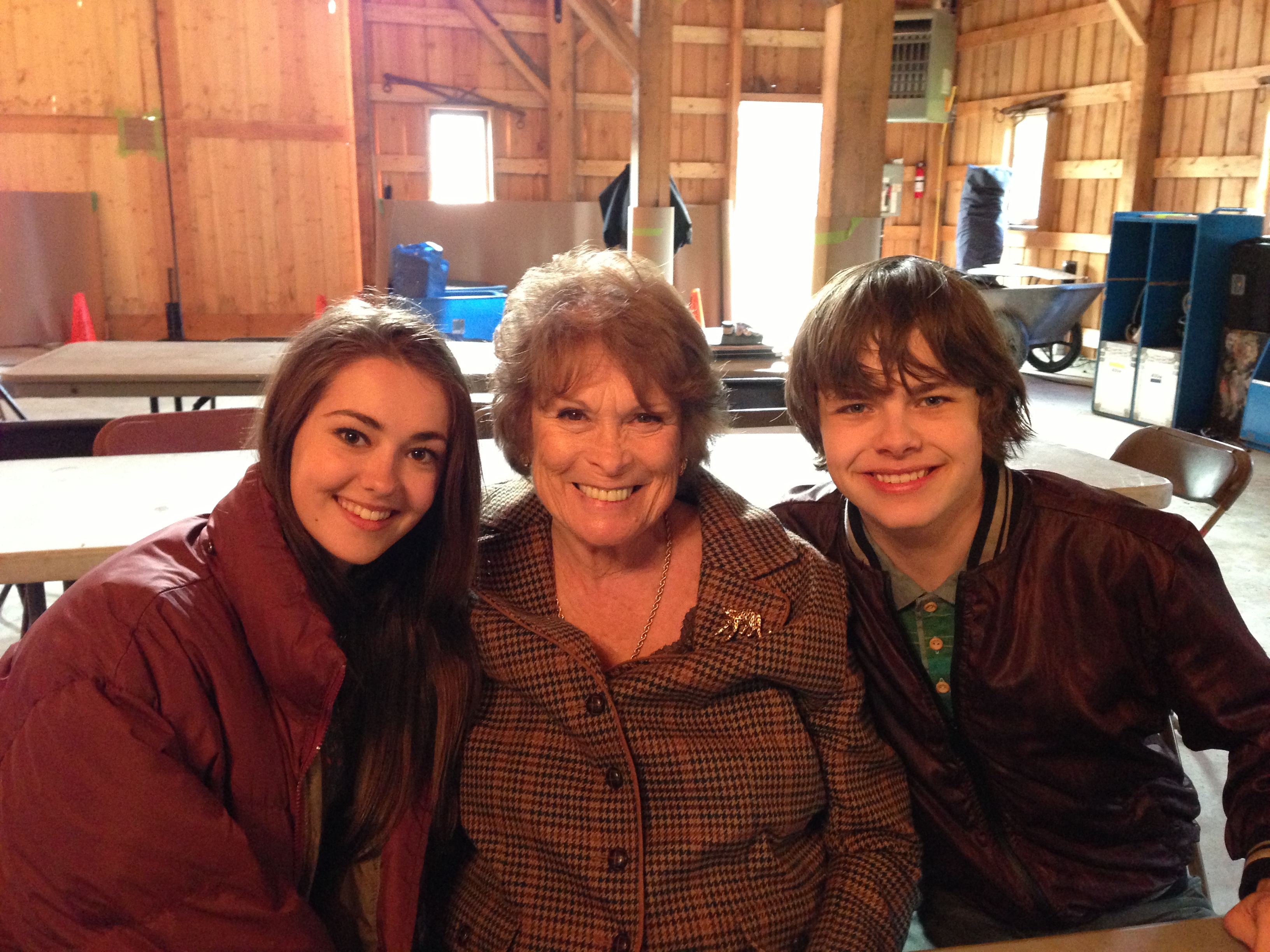 Matreya Fedor, Paula Shaw & Brendan Meyer on the set of Cedar Cove