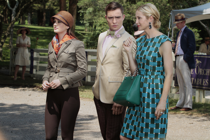 Still of Kelly Rutherford, Leighton Meester and Ed Westwick in Liezuvautoja (2007)