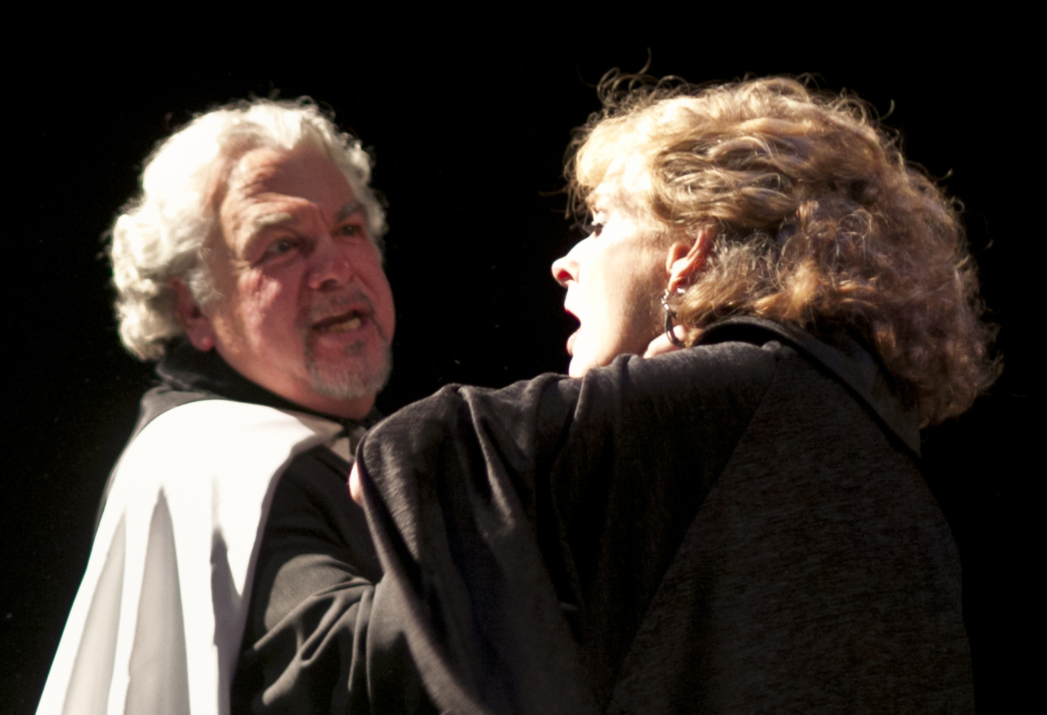 Jon W. Sparks as the Duke of Albany and Christina Wellford Scott as Goneril in New Moon Theatre's production of 