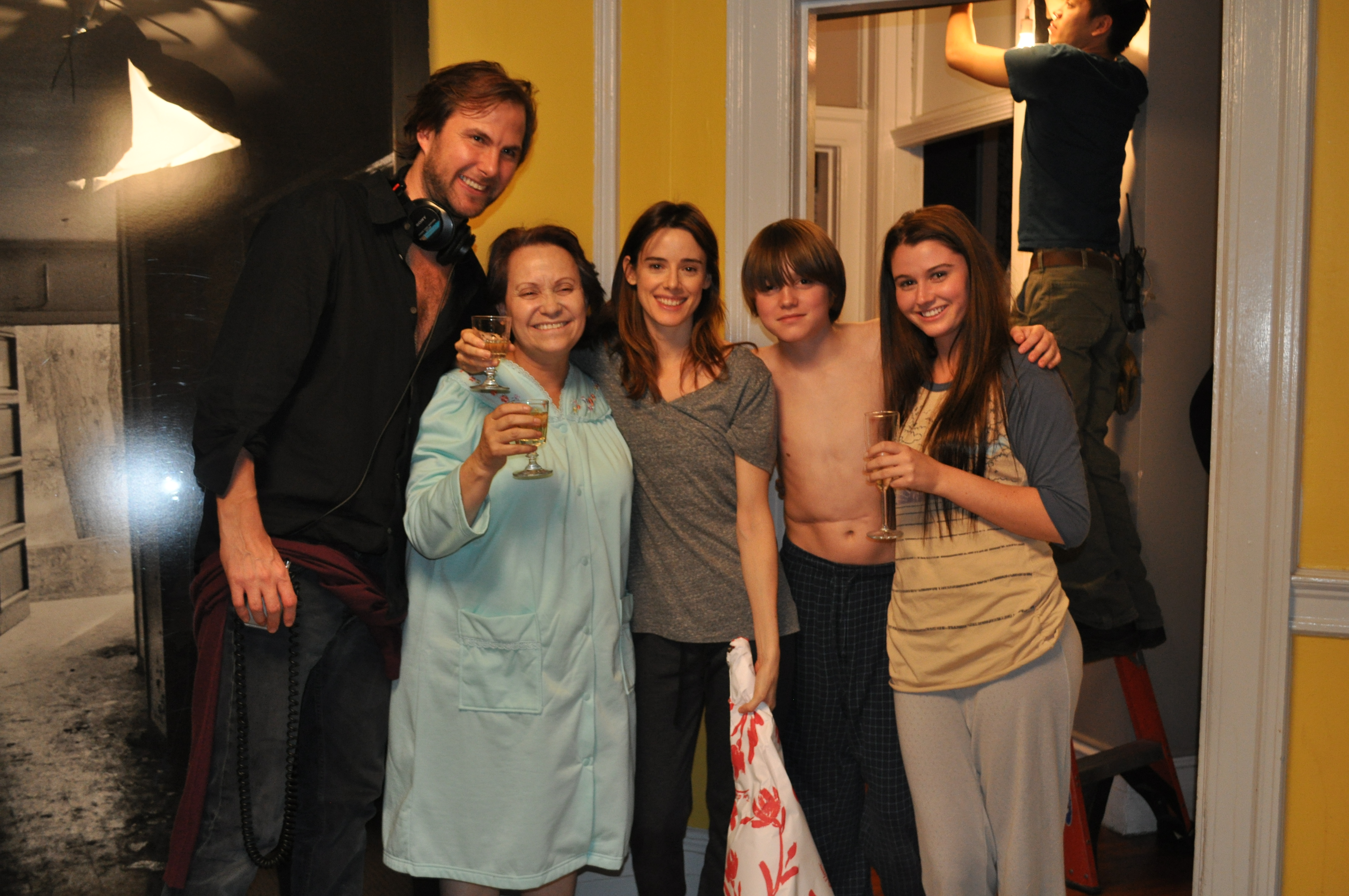 Steve Clark, Adriana Barraza, Pilar López de Ayala, Courtney Baxter and Spencer List on the set of SPAZ. December 2011