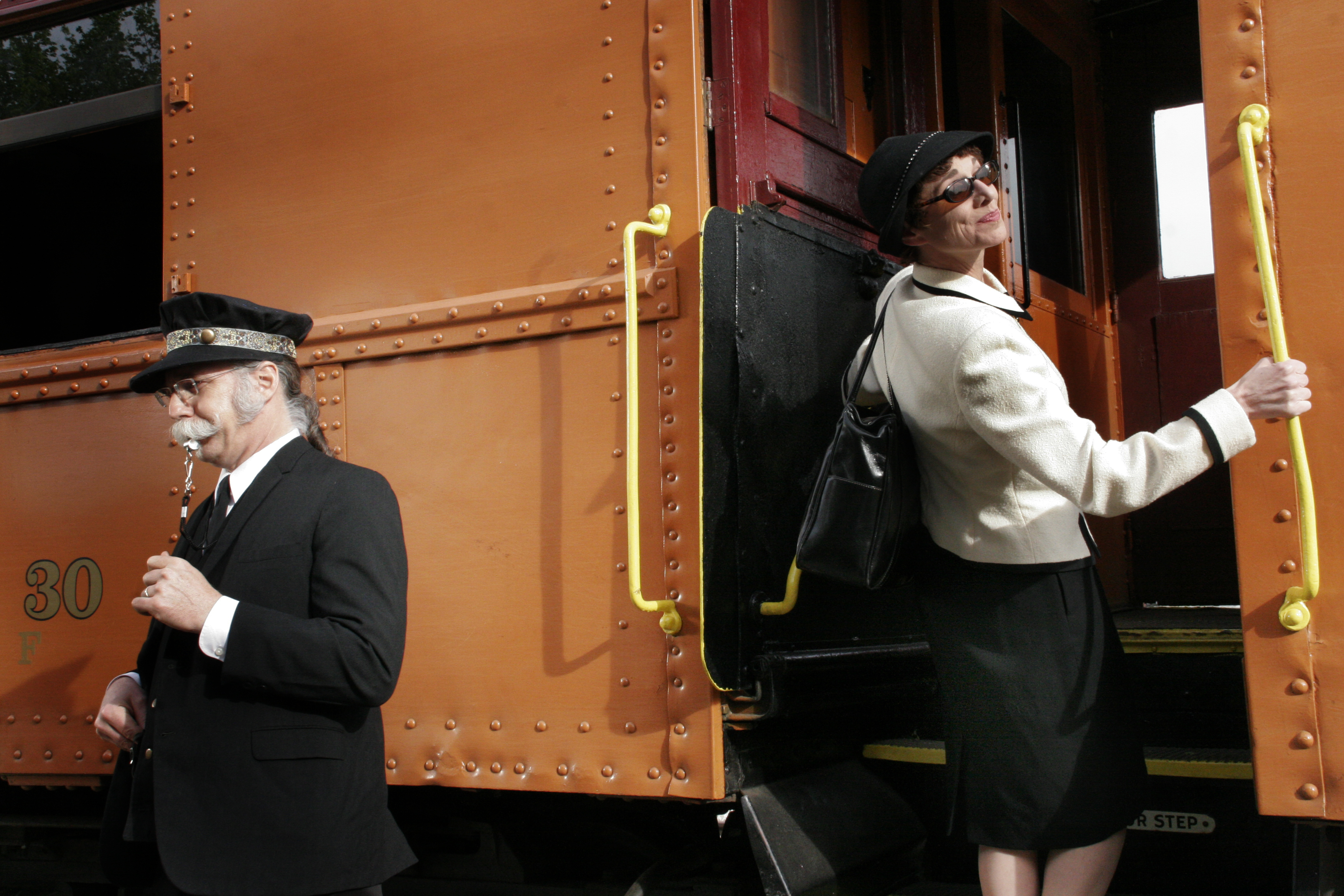 Paul Rynkiewicz & Angela Iannone on location at the East Troy Electric Railroad Museum, Wisconsin, for the film GOLDDIGGER, May 2011