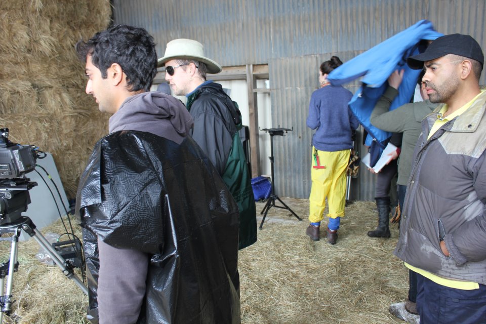 Eliezer Ortiz (right) as Gonzalo The Foreman on the set of the film To The Bone.