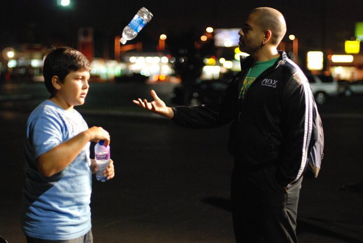 Eliezer Ortiz as a Tough (right) on the set of the film Hope.