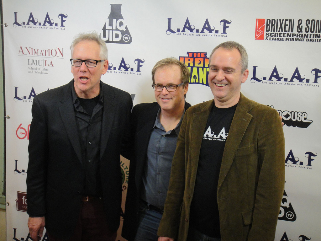 John Andrews, Brad Bird and Miles Flanagan at LAAF 2012