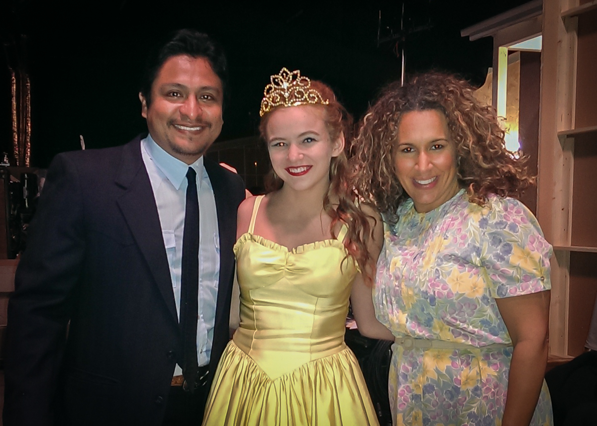 Omar Leyva, Morgan Saylor, and Diana Maria Riva, on the set of Disney's McFarland USA