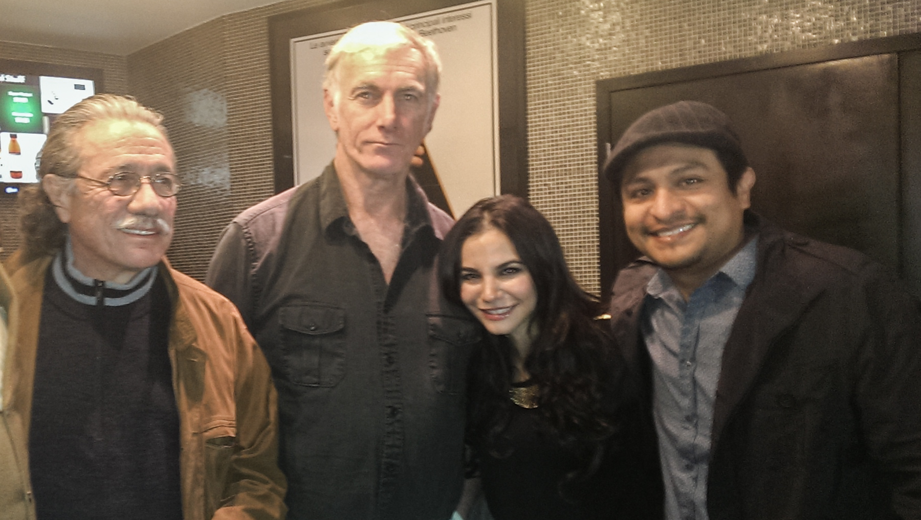 Omar Leyva with Martha Higareda, John Sayles and Edward James Olmos at screening of 