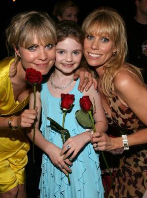 Actresses Radha Mitchell (L), Morgan Lily (center) and Cheryl Hines (R) pose inside the after party for the premiere of Overture Films' 'Henry Poole Is Here' held at ArcLight Cinemas on August 7, 2008 in Los Angeles, California