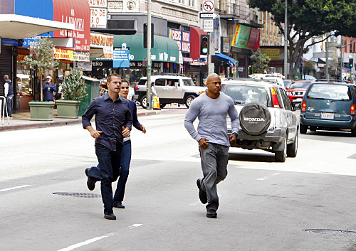 Still of Chris O'Donnell, LL Cool J and Daniela Ruah in NCIS: Los Angeles (2009)