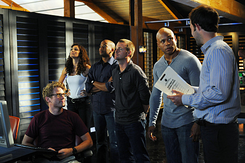 Still of Chris O'Donnell, LL Cool J, Peter Cambor and Daniela Ruah in NCIS: Los Angeles (2009)