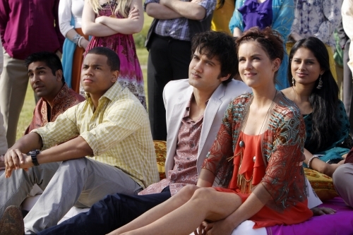 Still of Michael Steger, Jessica Stroup and Tristan Wilds in 90210 (2008)