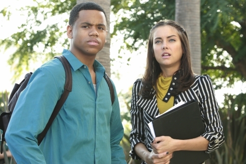 Still of Jessica Stroup and Tristan Wilds in 90210 (2008)
