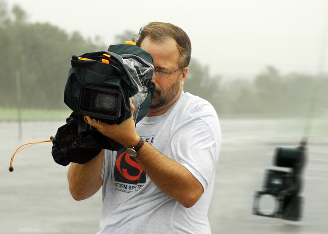 Martin Lisius is seen here shooting footage for his www.StormStock.com collection.