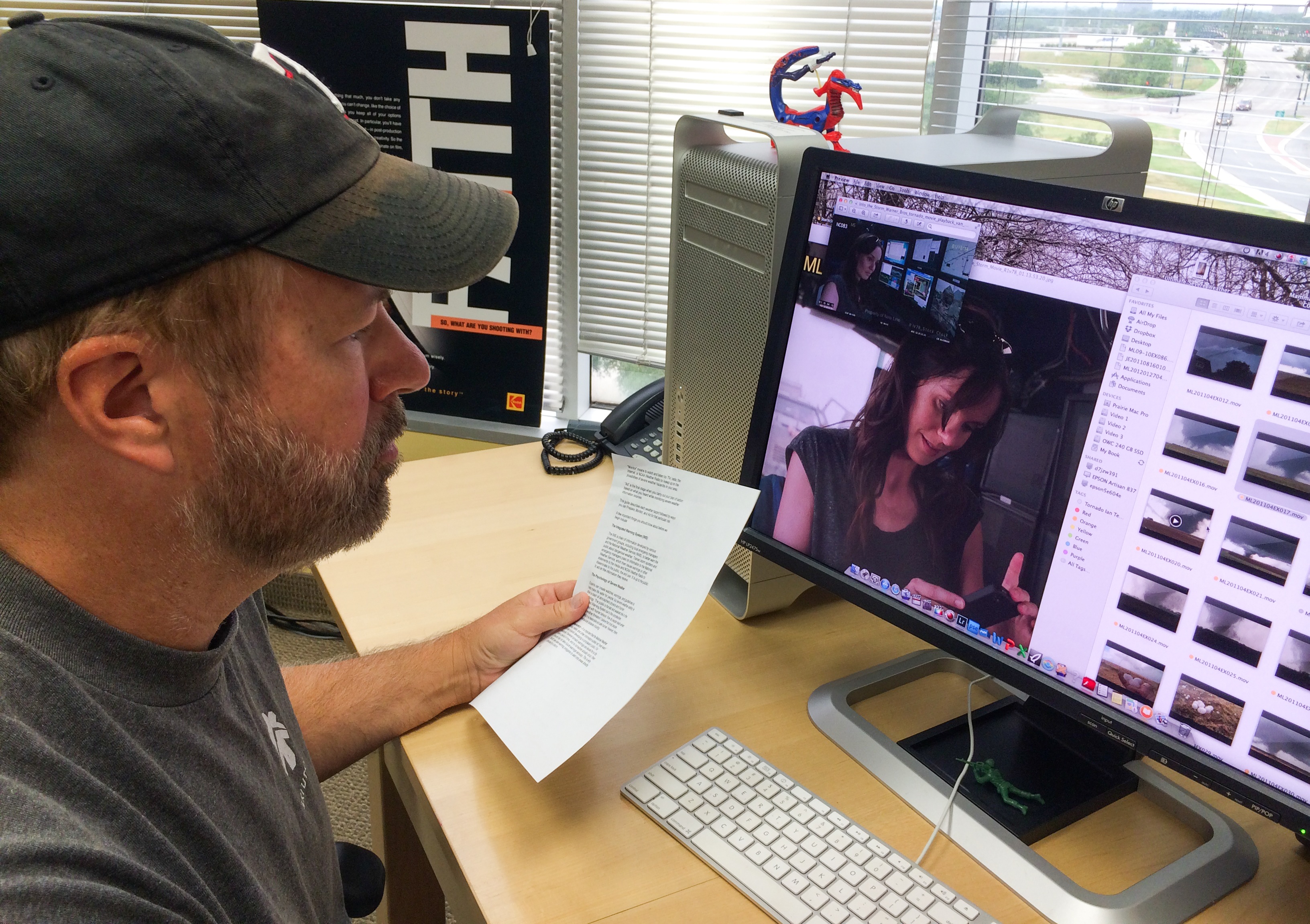 Martin Lisius, is seen here working on the film Into the Storm (2014). The movie used clips from his footage collection www.StormStock.com , which he founded in 1993.