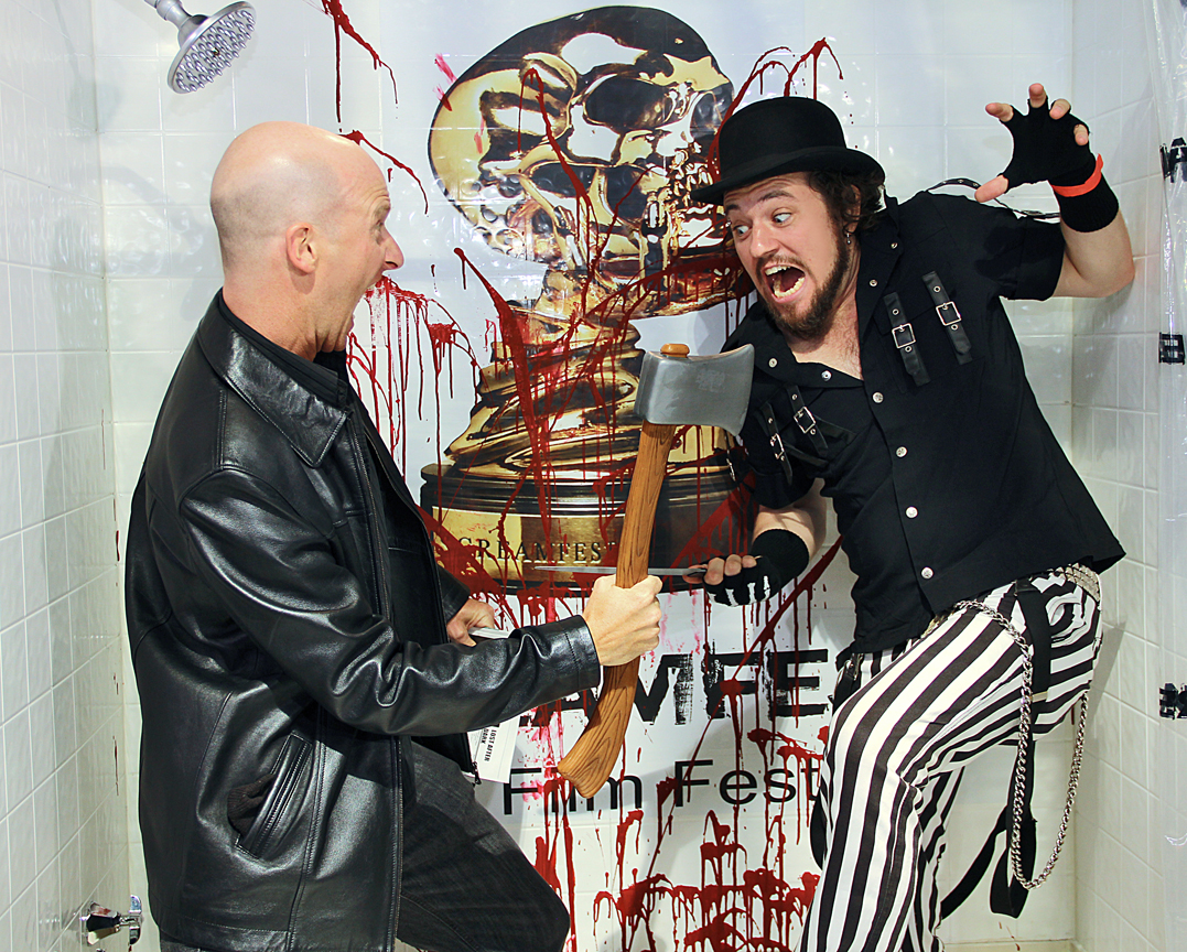 John Michael Elfers and Craig Ouellette in the Screamfest Horror Film Festival photo booth