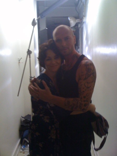 On the set of Blood Out with Luke Goss.