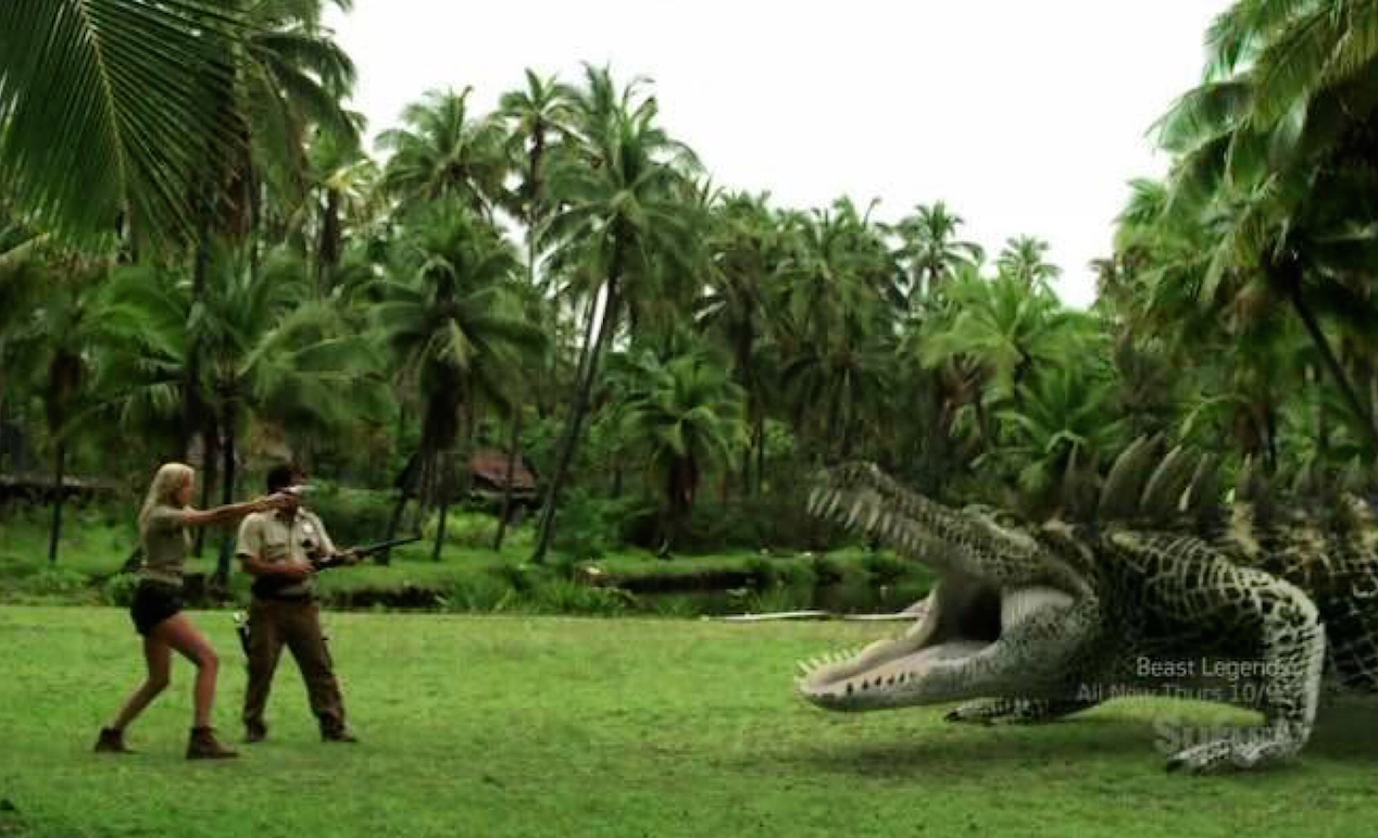 Still of AMY HOLT and JOHN CALLAHAN in Dinocroc Vs. Supergator