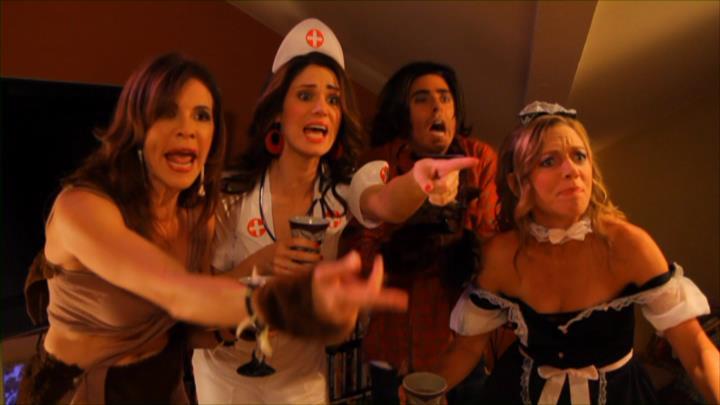 Still of David Banks, Elina Madison, Rachel Sorsa Khoury, and Anora Lyn in Halloween Party.