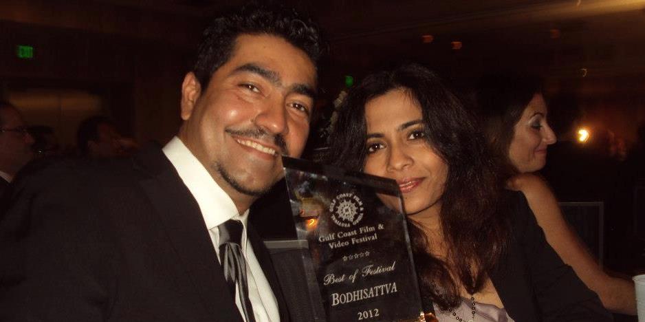 Trisha Ray and San Banarje at an Awards Banquet where San wins the 'Best of Fest'.
