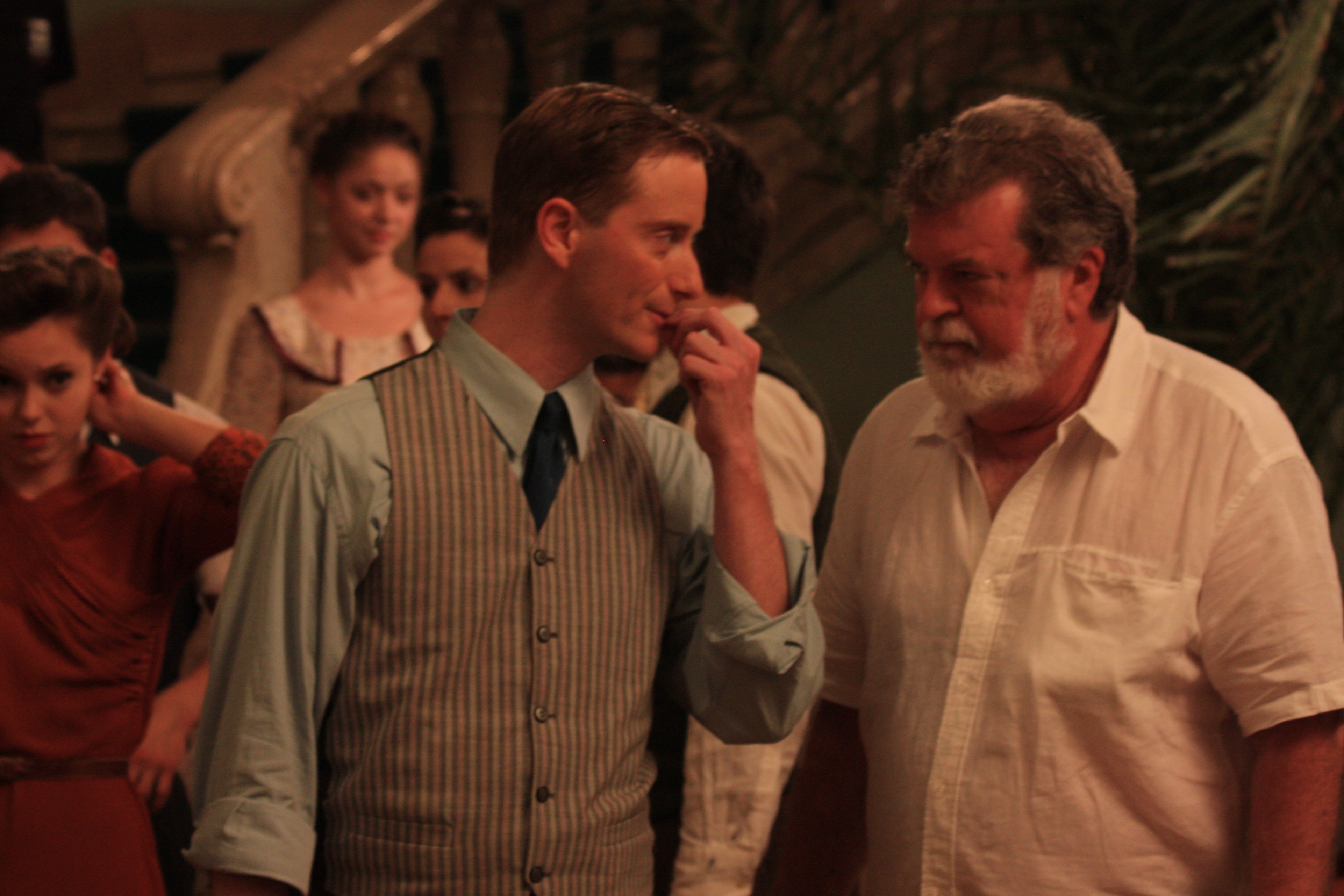Actor JEFFREY C. HAWKINS with Director of Photography DEAN CUNDEY on the set of WALKING WITH THE ENEMY.