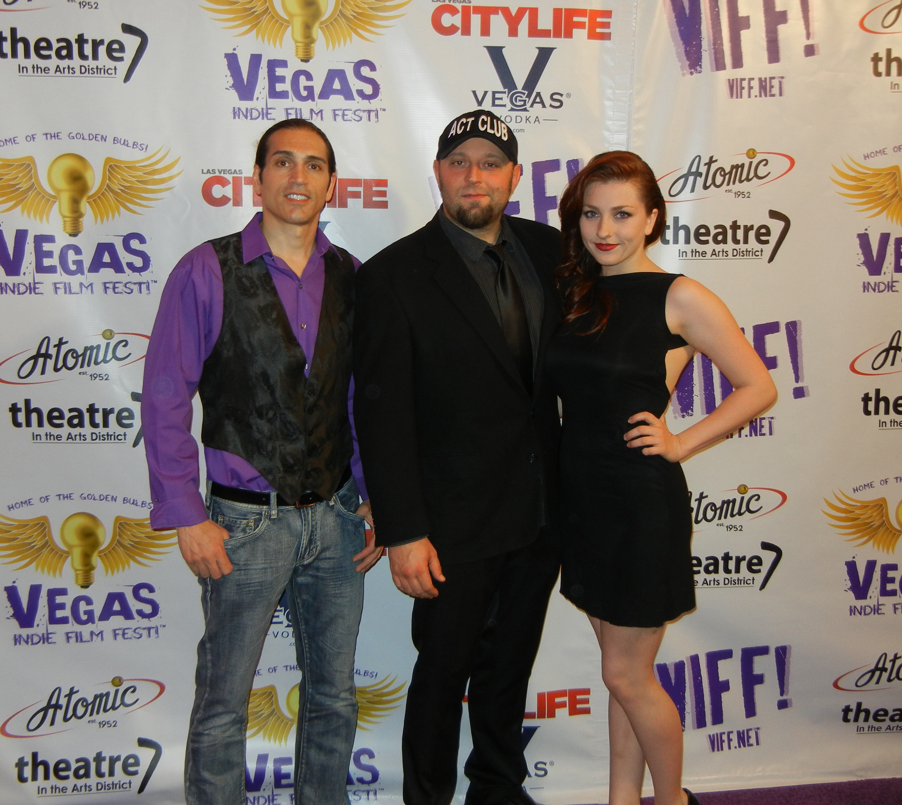 Actor/Producer Nicholas George with Director Ryan R. Williams and Suzanne LaChasse after winning 2 Golden Bulb Awards at VIFF! 2013 for 