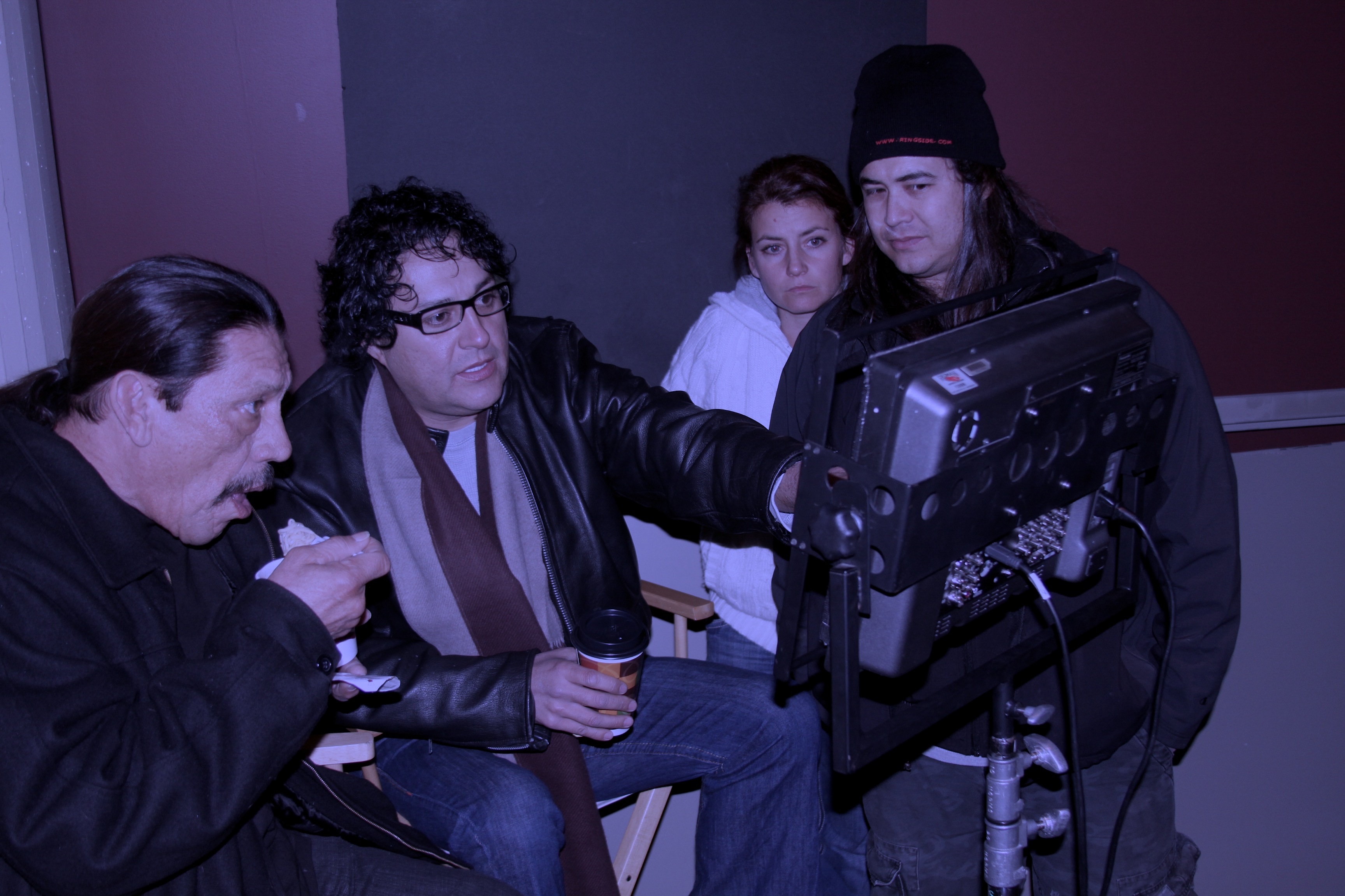 Danny trejo,Gil Medina on the set of Danny Trejo's Vengeance