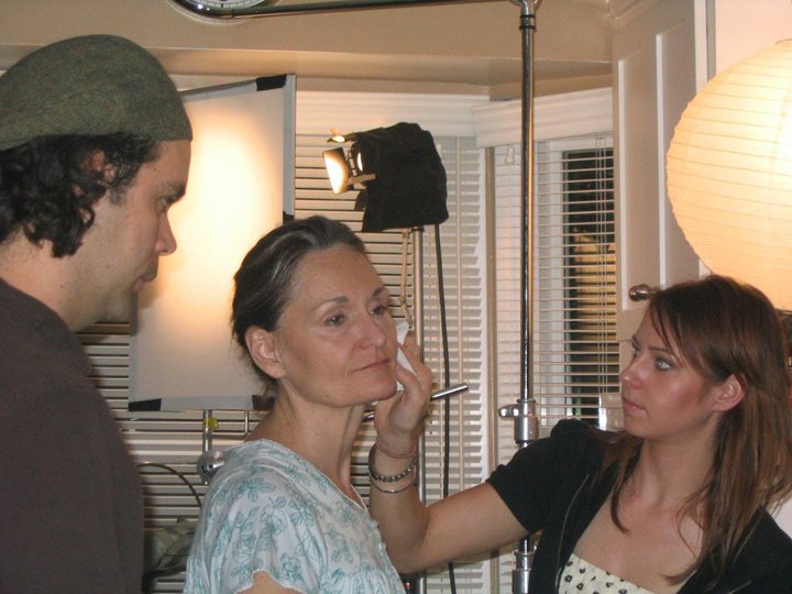 Make-up on set with Actress Beth Grant