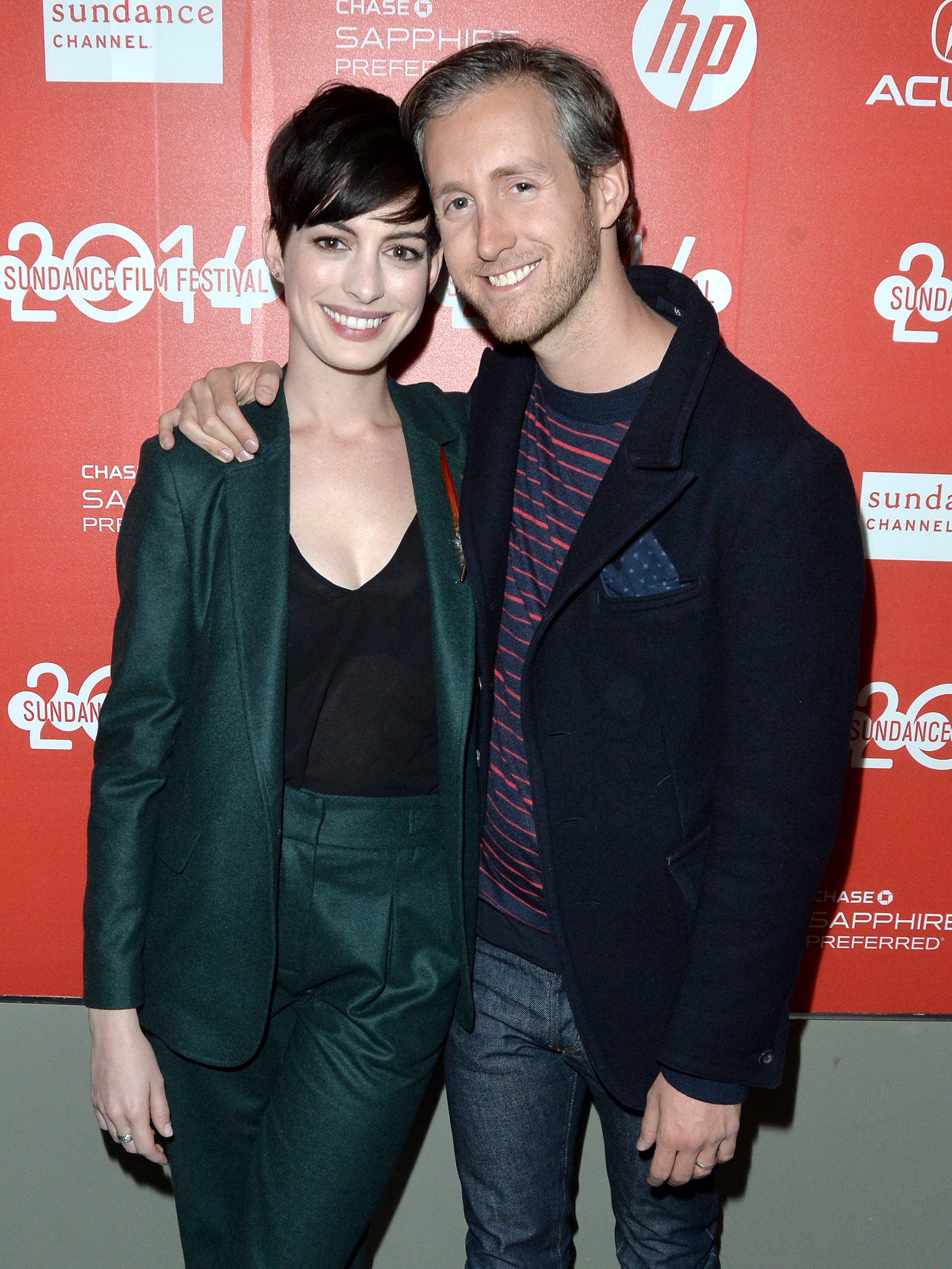 Anne Hathaway and Adam Shulman at event of Song One (2014)