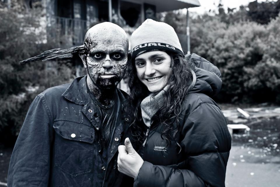 with Kea in the zombie film