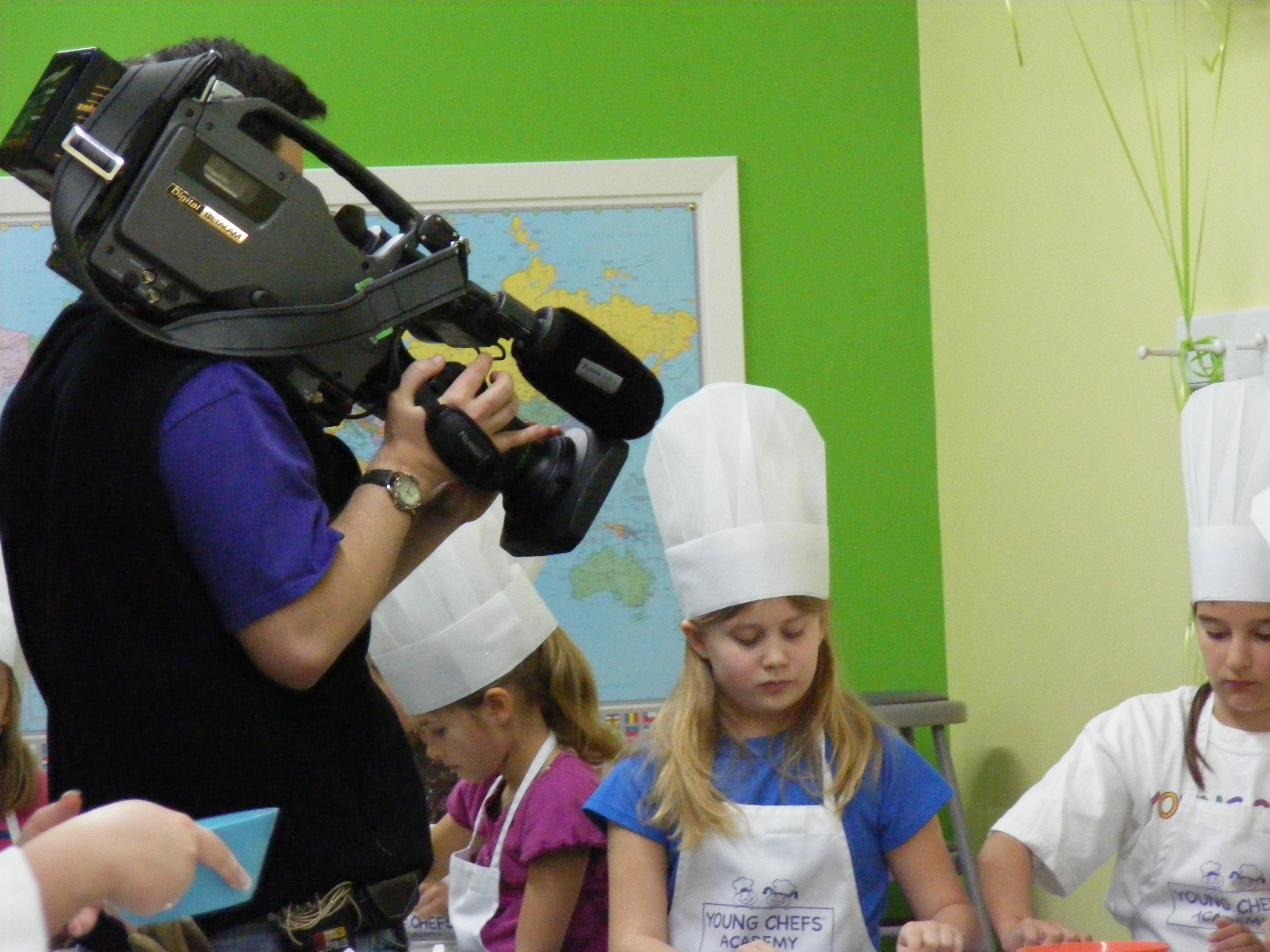 Shooting a Young Chefs Academy commercial.