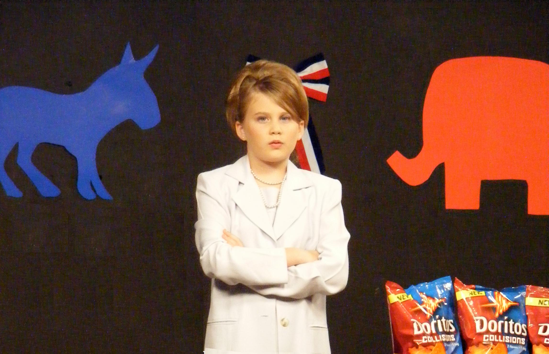 As Hilary Clinton in a Doritos commercial