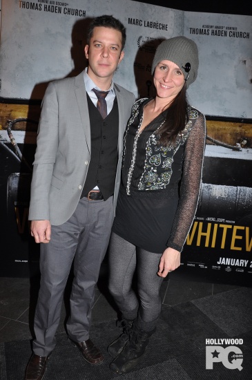 Vincent Hoss-Desmarais and Geneviève Laroche at 'Whitewash' Montreal premiere.