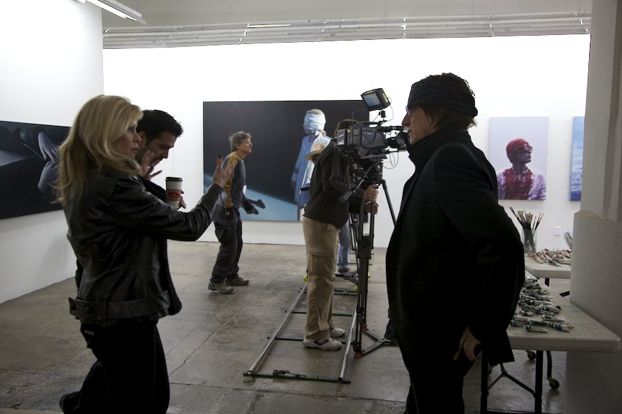 Lisa Kirk Colburn directing Gottfried Helnwein in his LA studio in Jan. 2011.
