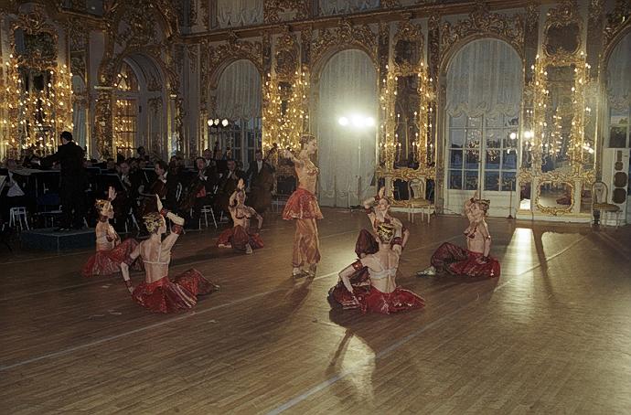Kirov Ballet performing inside Catherine's Palace in Pushkin. Documentary film, SACRED STAGE: THE MARIINSKY THEATER