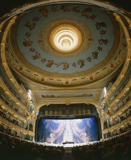 Interior of the Mariinsky Theater in St. Petersburg, Russia. See more in documentary film, SACRED STAGE: THE MARIINSKY THEATER