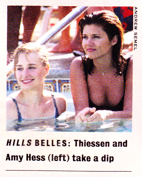 Amy Hess and Tiffani AMber Thiessen cooling off on the set of 